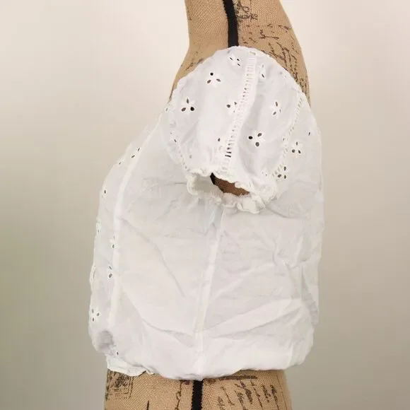 Aeropostale Eyelet Peasant Top S - Picture 5 of 8